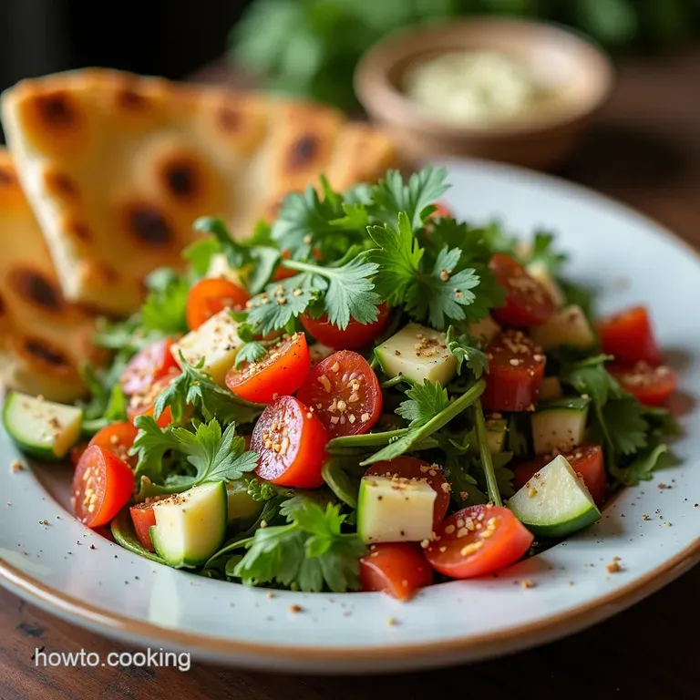 The Sunny Souk Authentic Lebanese Fattoush Salad with Crispy Toasted Pita