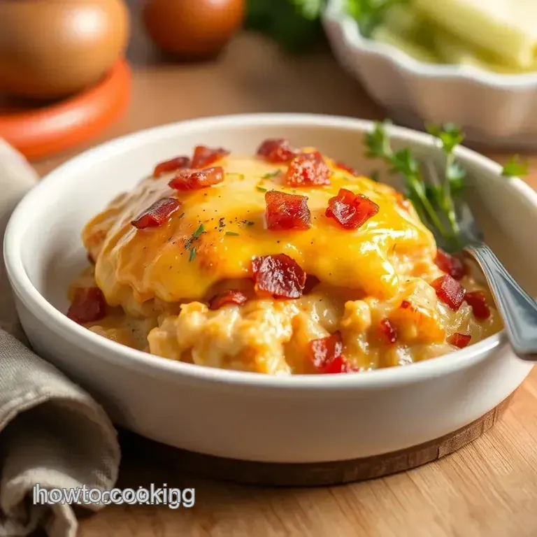 Comforting Bake Chicken Casserole with Cheese & Bacon presentation
