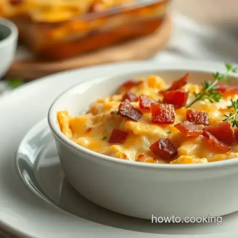Comforting Bake Chicken Casserole with Cheese & Bacon