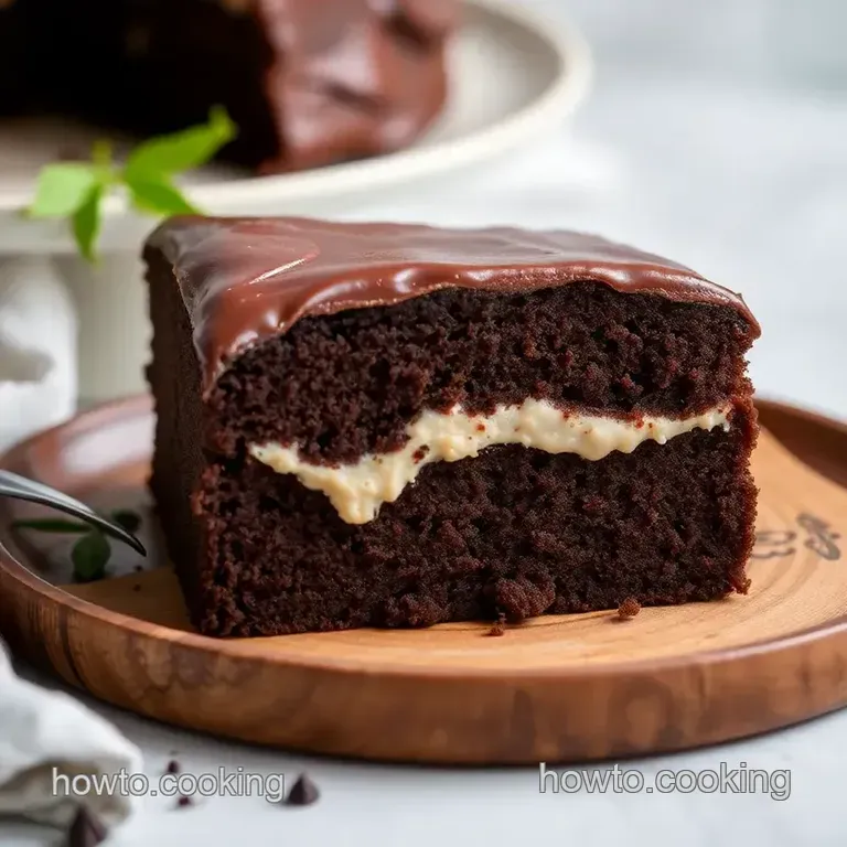 Decadent Hershey’s Chocolate Cake with Velvety Cream Filling presentation