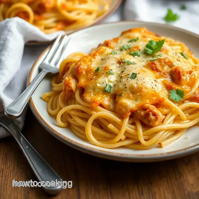 Delicious Bake Monterey Chicken Spaghetti Casserole presentation