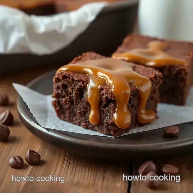 Decadent Rolo Brownies with Gooey Caramel presentation