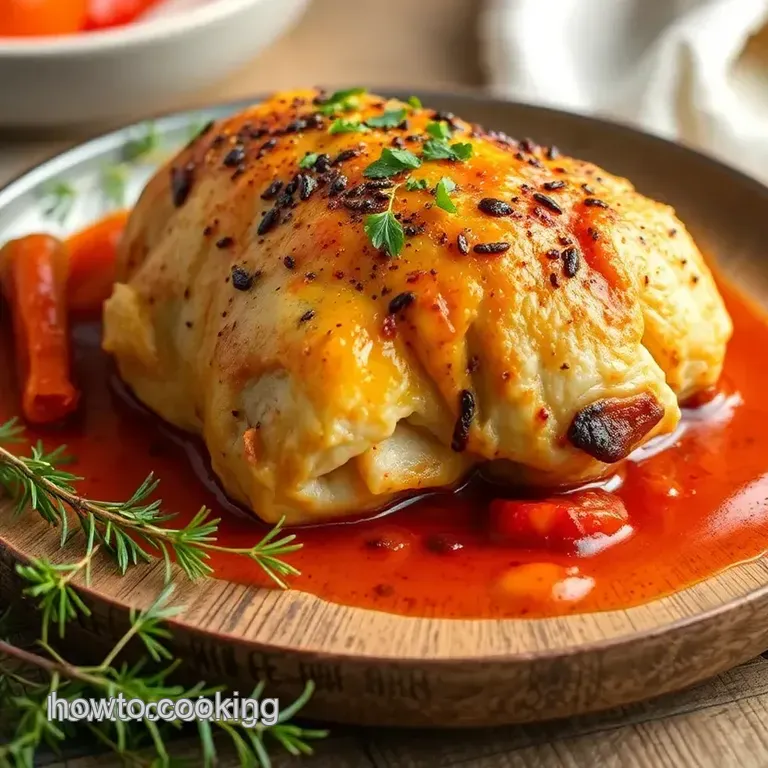 Bake Stuffed Chicken with Roasted Peppers presentation