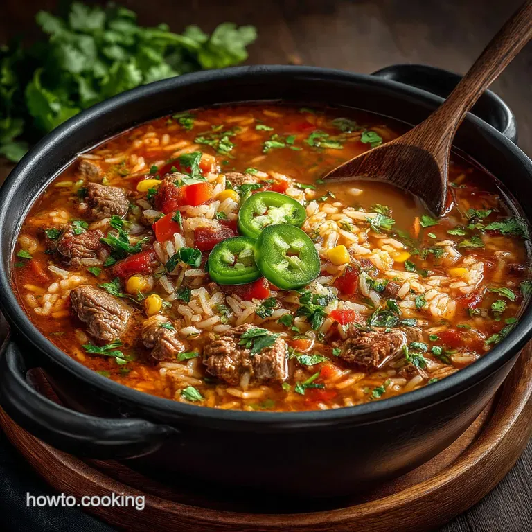 Beefy Mexican Rice Soup Sopa de Arroz y Carne