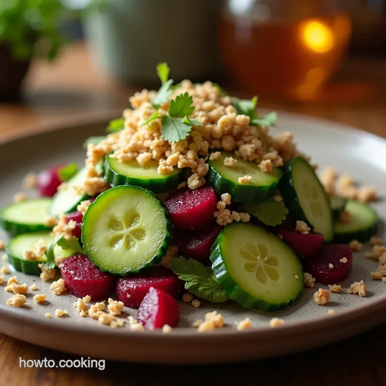 The Gin Tonic Crunch Vibrant Cucumber and Earthy Beetroot Salad presentation