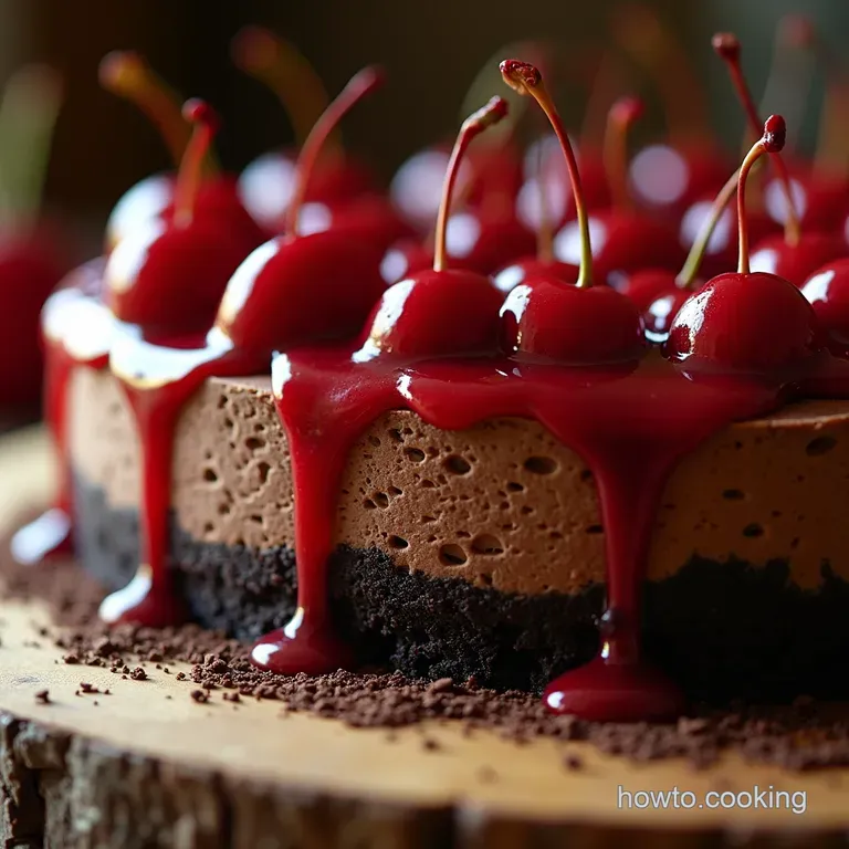 The Black Forest Gateau Meets the Big Apple Ultimate Cherry Chocolate Cheesecake presentation