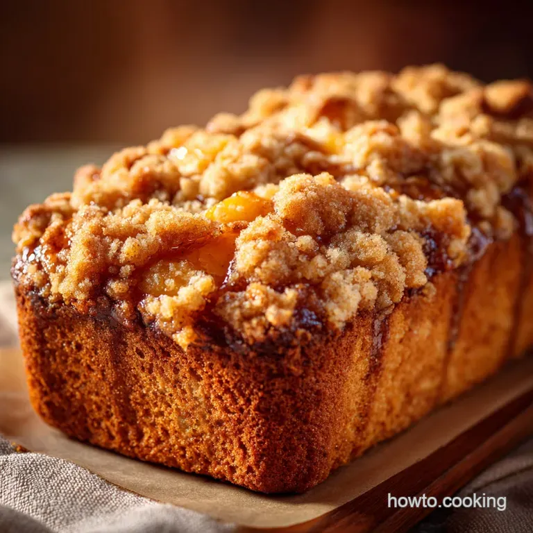 A Proper Peach Perfection Brown Sugar Quick Bread with Cinnamon Streusel Topping presentation