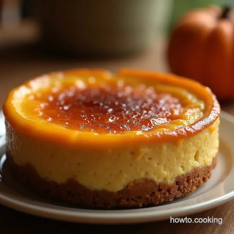 The Autumn Encore Cr&egrave;me Br&ucirc;l&eacute;e Topped Pumpkin Cheesecake presentation