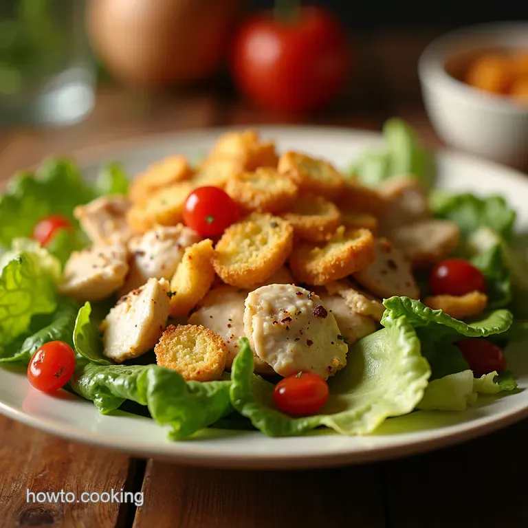 Caesar Salad Reimagined Grilled Chicken with Crispy Croutons presentation