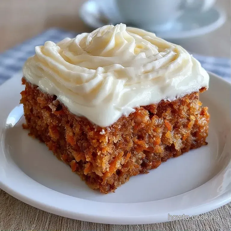 A slice of spiced orange cake on a white plate with glossy white frosting and a sprinkle of toasted walnuts on top.