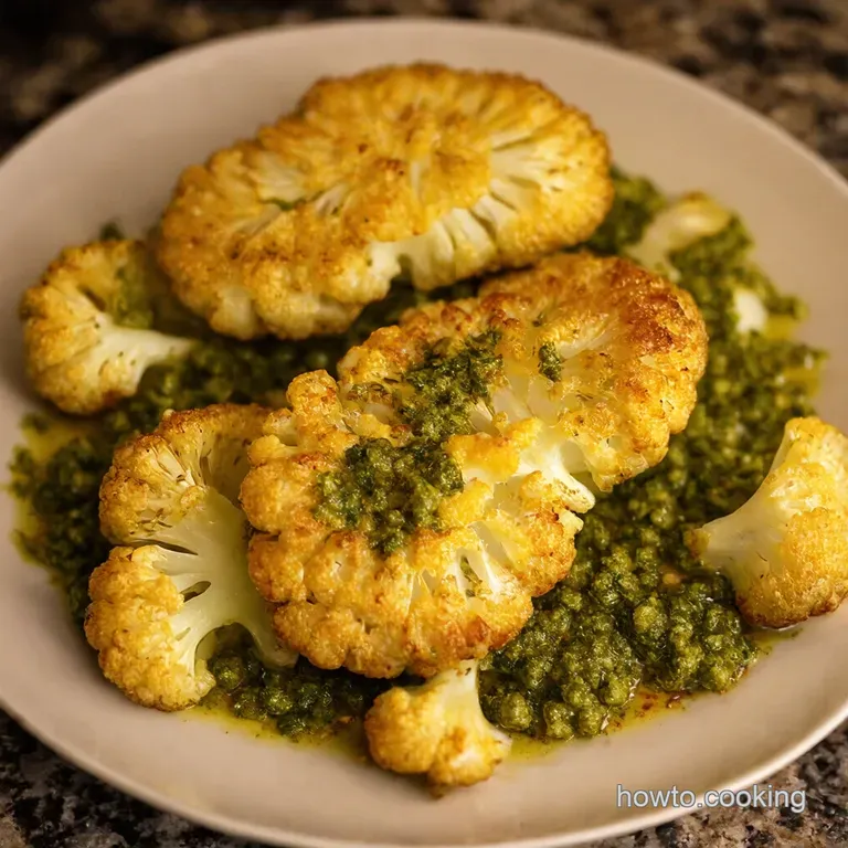 Cauliflower Steaks with Lemonherb Gremolata presentation