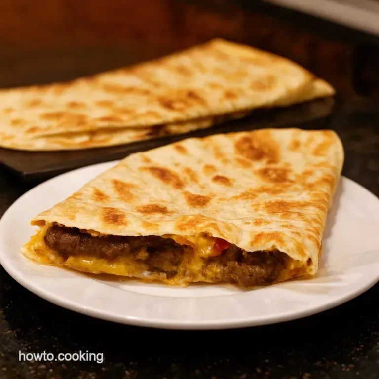 Cheeseburger Quesadilla Burger Bliss Between Tortillas presentation