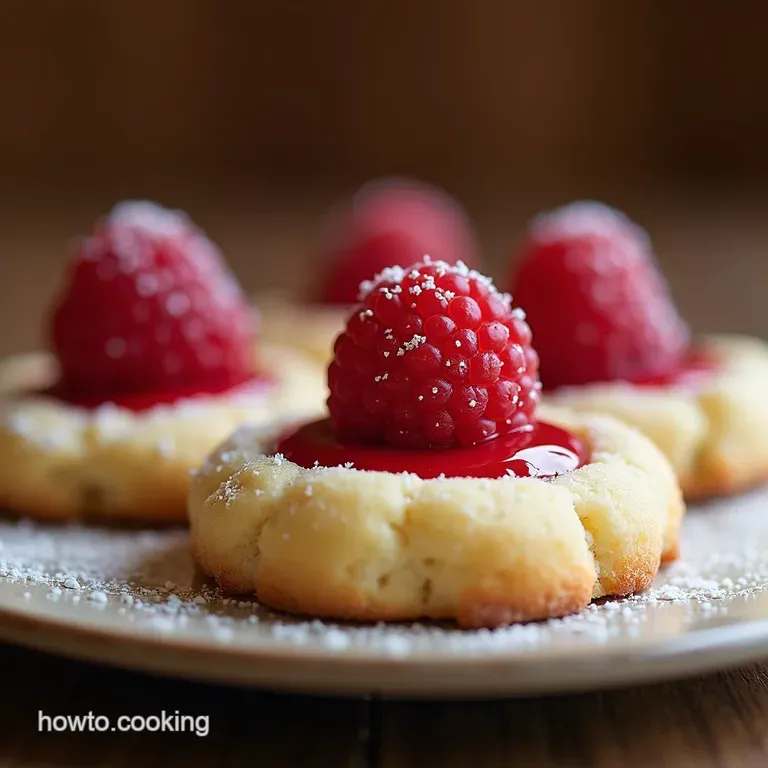Buttery Raspberry Cheesecake Thumbprint Cookies presentation