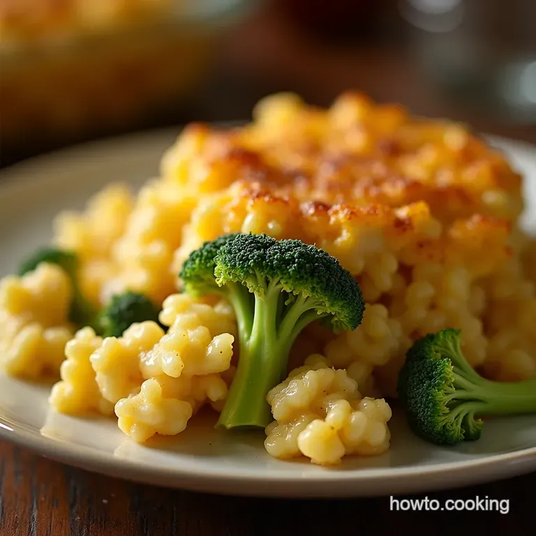 The Golden Crown Broccoli Sharp Cheddar Rice Bake presentation
