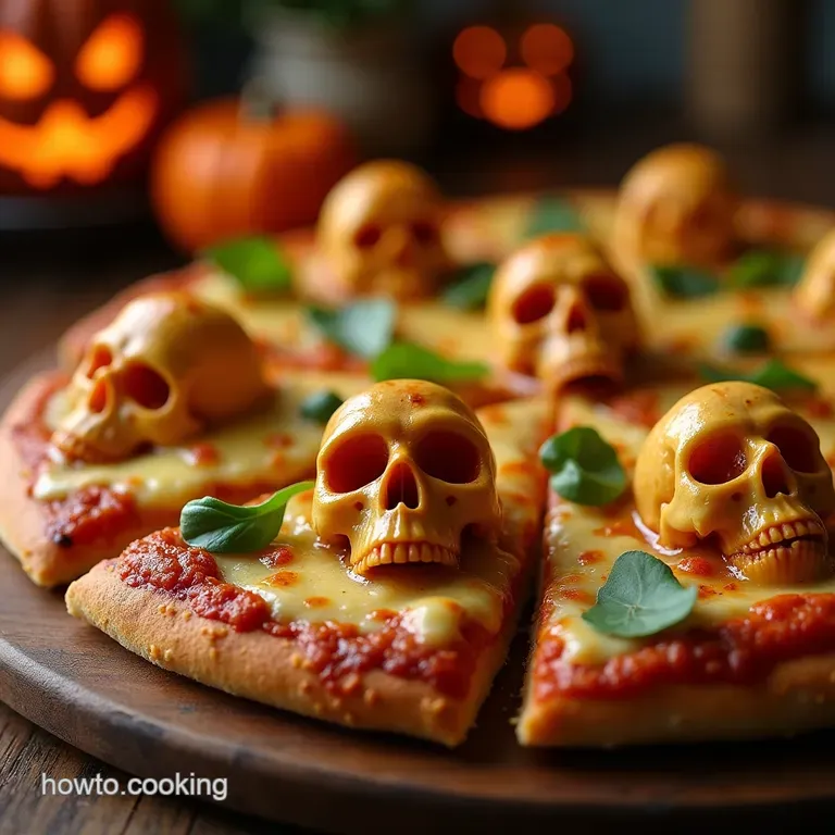 The Great Pumpkins Graveyard Spooky Cheesy Skull Pizzas presentation