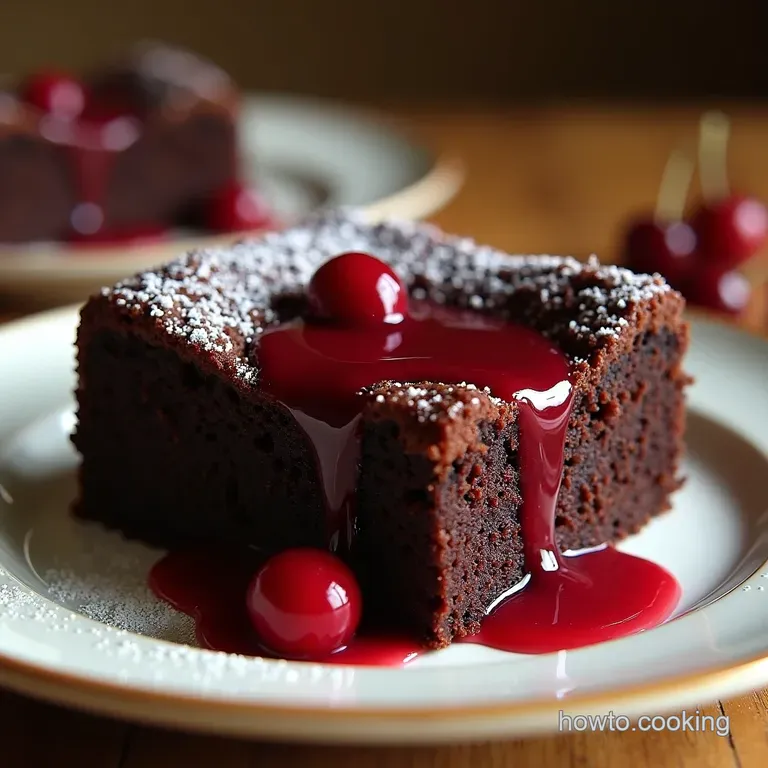 Rich Chocolate Cherry Upside Down Cake a Decadent Twist on a Classic Comfort presentation