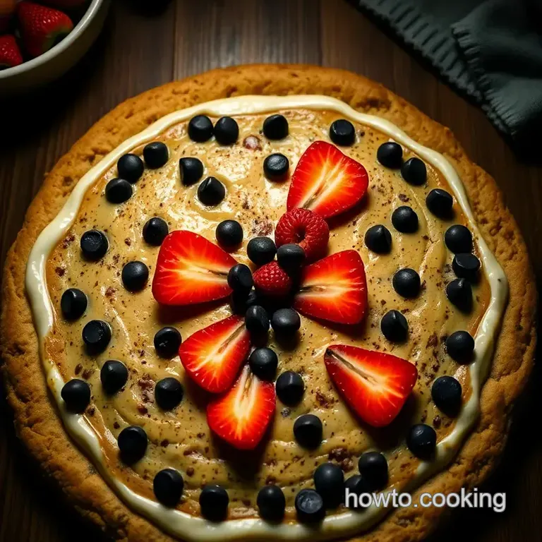 Chocolate Chip Cookie Pizza with Fresh Fruit and Whipped Cream presentation