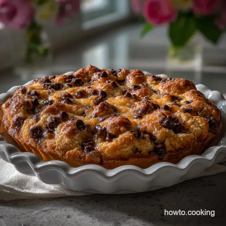 Chocolate Chip Funny Cake Pie Recipe presentation