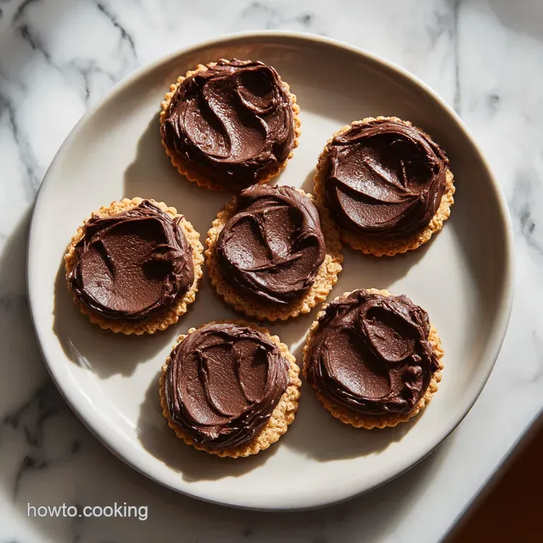 Stack of chocolate peanut butter cookies showing the creamy filling, drizzled chocolate, and crunchy peanut topping on a p...