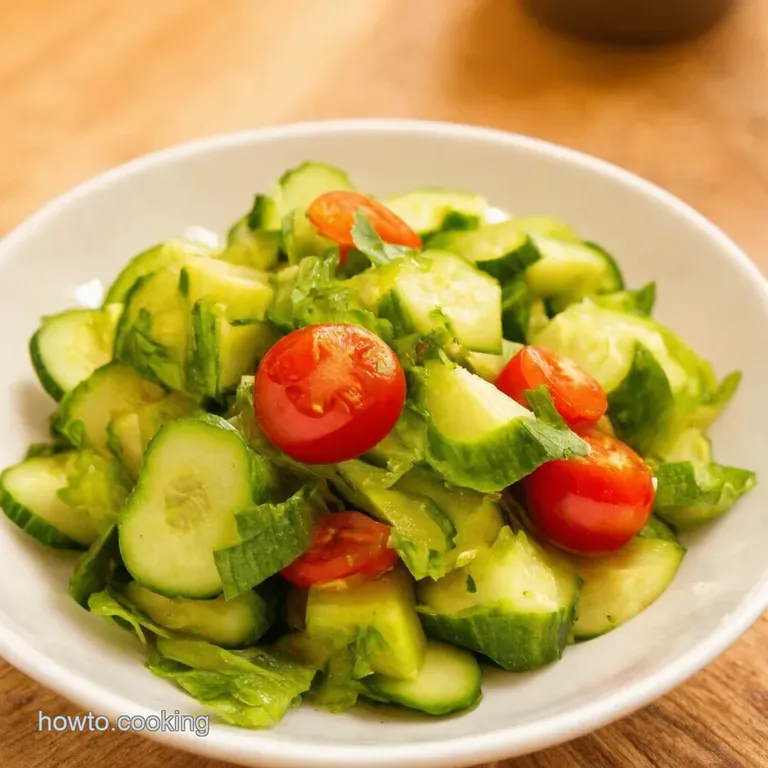 Classic Cucumber Tomato Salad with Herby Vinaigrette presentation