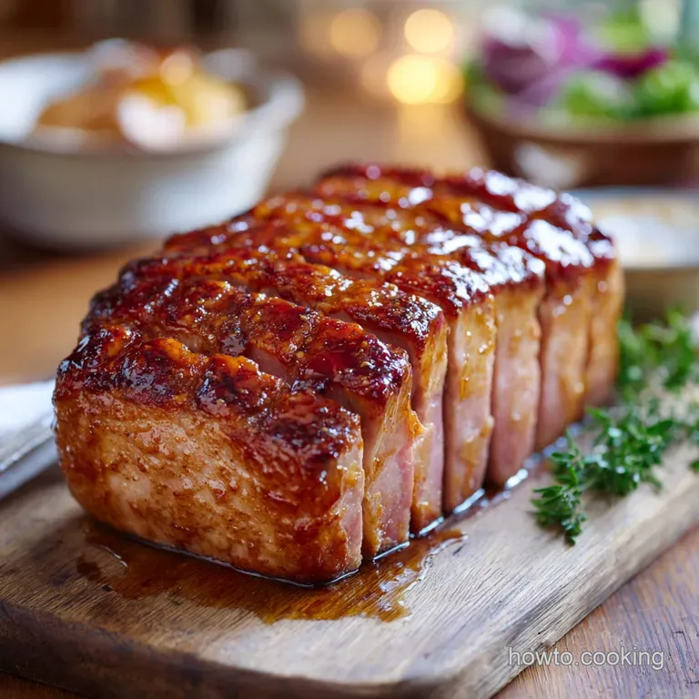 Ham Loaf: the Chefs Classic Glazed Recipe with Tangy Brown Sugar presentation