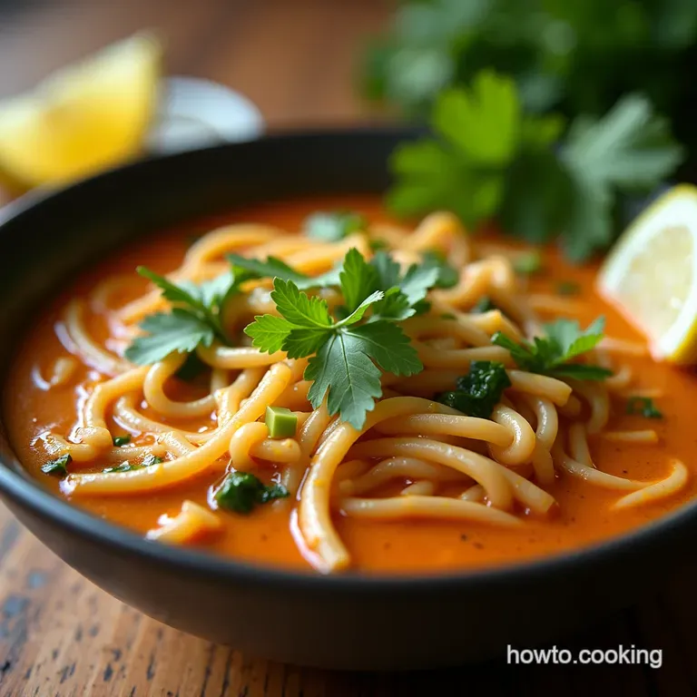 Creamy Coconut Lemongrass Thai Vegetable Noodle Soup presentation