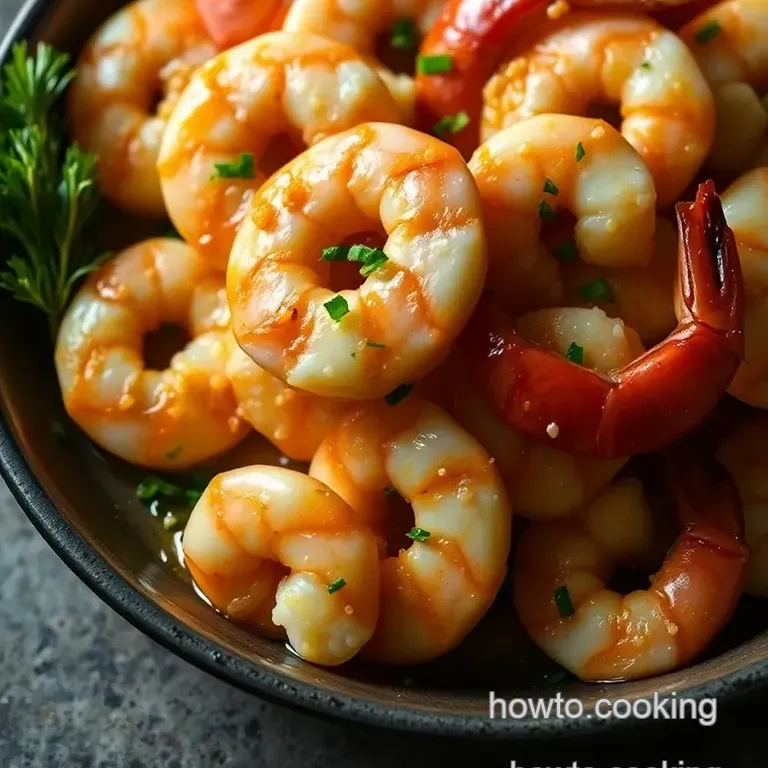 Colossal Garlic Butter Shrimp with Lemon and Herbs presentation