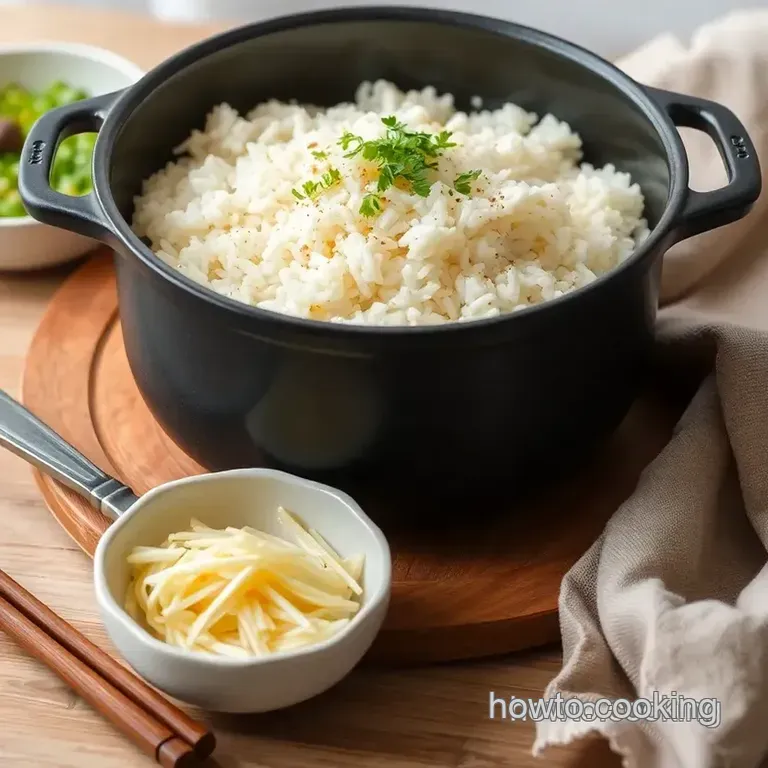 Perfectly Fluffy Rice Cooked in a Pot presentation