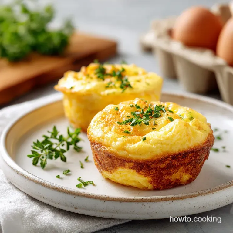 Three fluffy egg bites presented on a plate with vibrant green chives and a sprinkle of red pepper flakes for a pop of color.