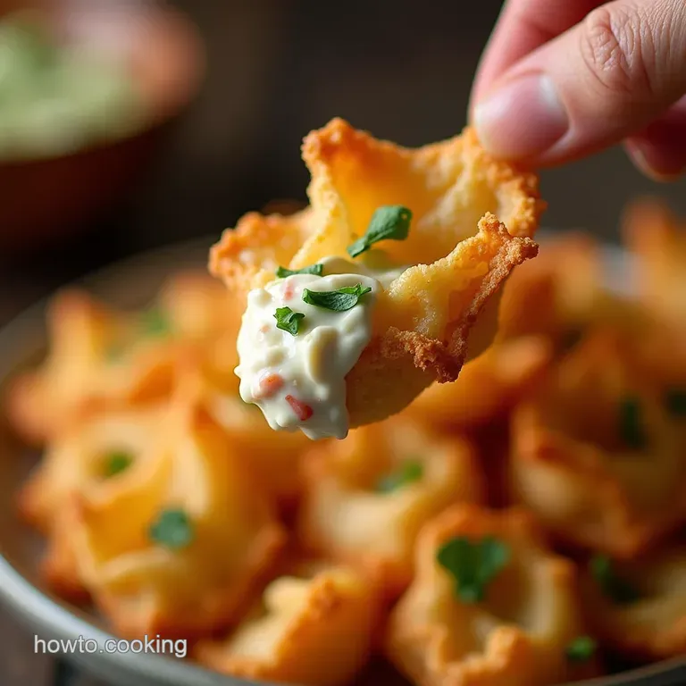 The Ultimate Crispy Wontontopped Crab Rangoon Dip presentation