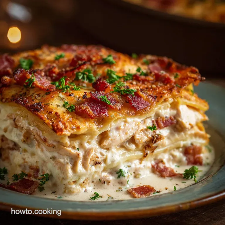 Crack Chicken Lasagna Casserole the Ultimate Creamy Ranch and Bacon Bake presentation