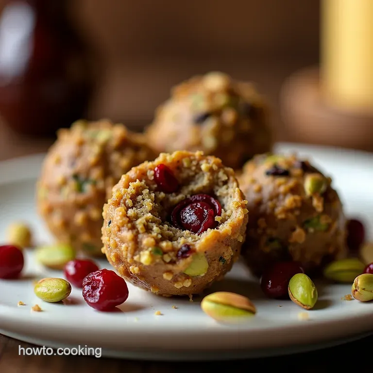 Nobake Festive Fuel Chewy Cranberry Pistachio Energy Bites presentation
