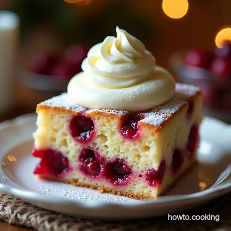 Jolly Jubilee Cranberry Poke Cake with White Chocolate Whipped Topping presentation