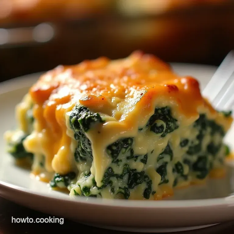 The Ultimate Creamy Cheesy Baked Spinach Casserole presentation