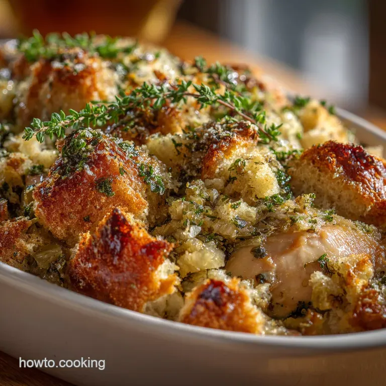 Chicken and Stuffing Casserole Creamy Crispy and Perfect for Sunday Lunch presentation