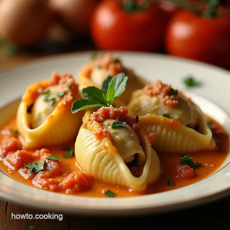 Creamy Chicken Spinach Stuffed Shells presentation