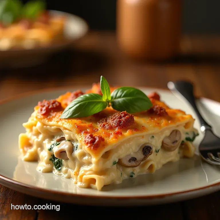 The Ultimate Creamy Chicken Mushroom Lasagna with B&eacute;chamel presentation