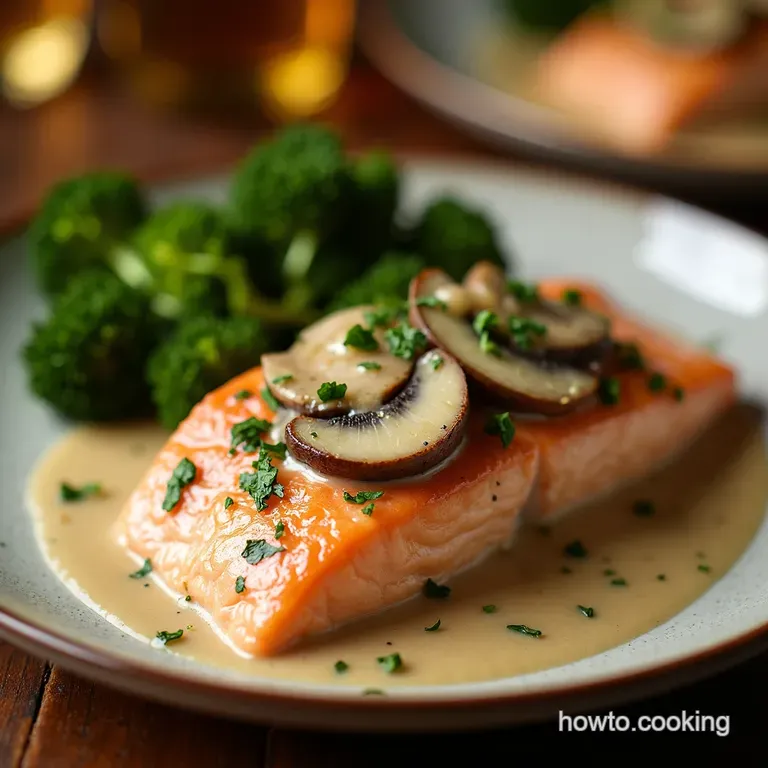 Creamy Garlic Mushroom Salmon for Two a Weeknight Indulgence presentation