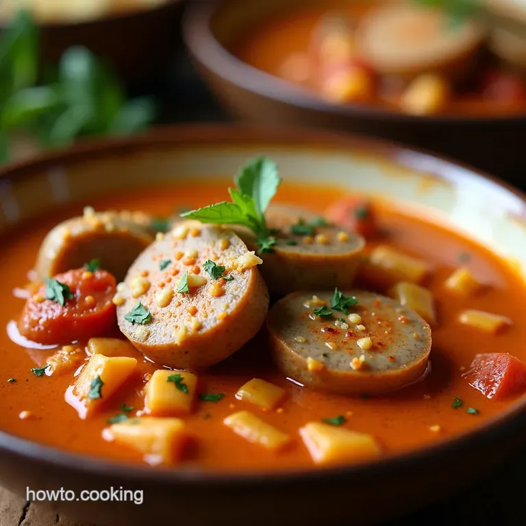 Hearty Tuscan Sunset Creamy Parmesan Italian Sausage Soup presentation