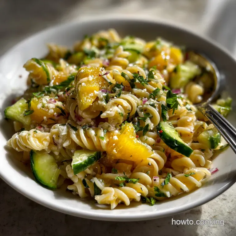 The Ultimate Creamy Lemon Cucumber Pasta Salad presentation