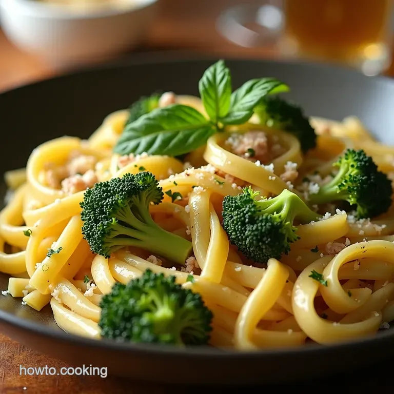 Creamy Lemon Garlic Broccoli Pasta presentation