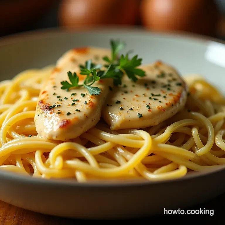 Sunshine in a Bowl Creamy Lemon Garlic Chicken with Bowtie Pasta presentation