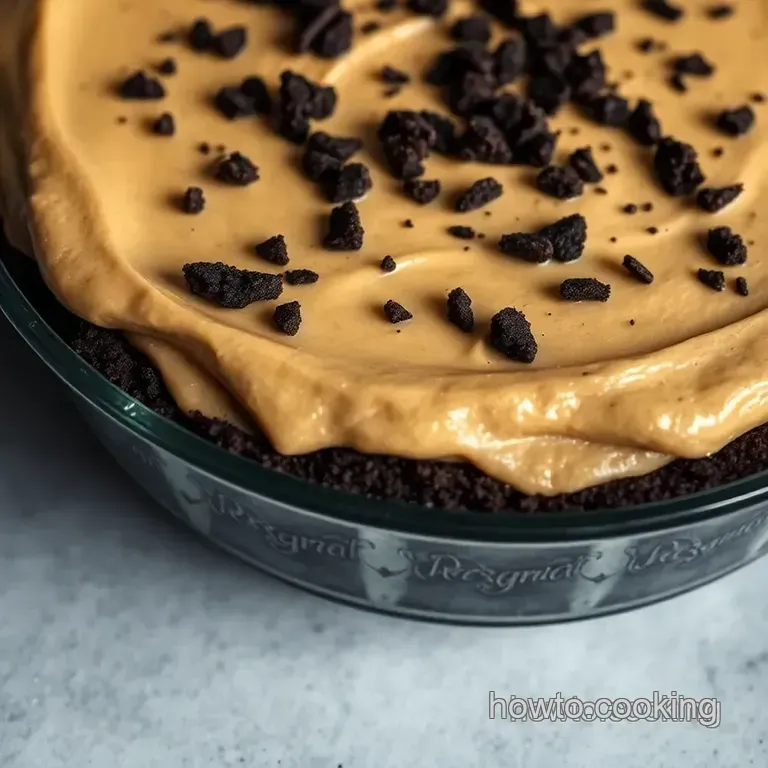 Creamy No-Bake Peanut Butter Pie with Chocolate Crust presentation