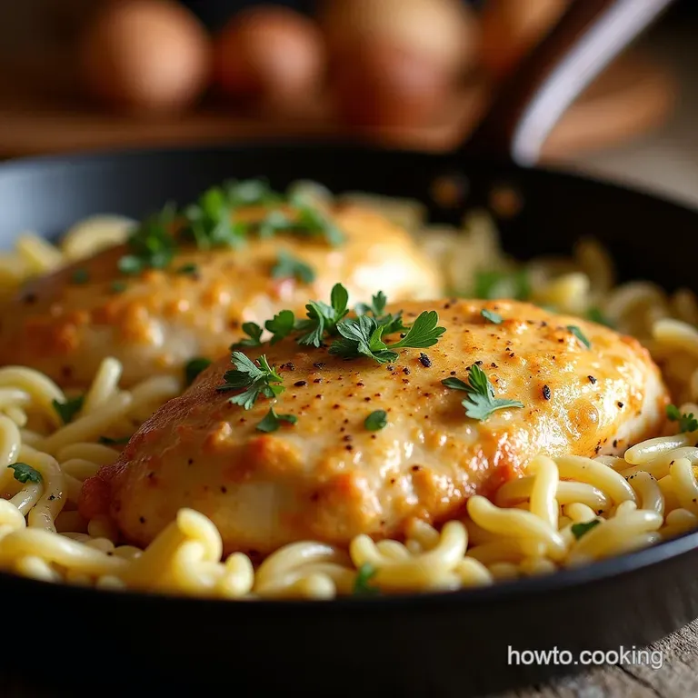 Onepan Wonder Decadent Creamy Parmesan Chicken and Orzo presentation