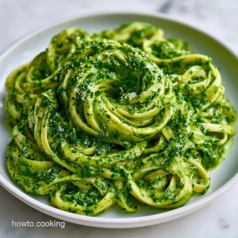 Creamy Pesto Fettuccine with Garlic