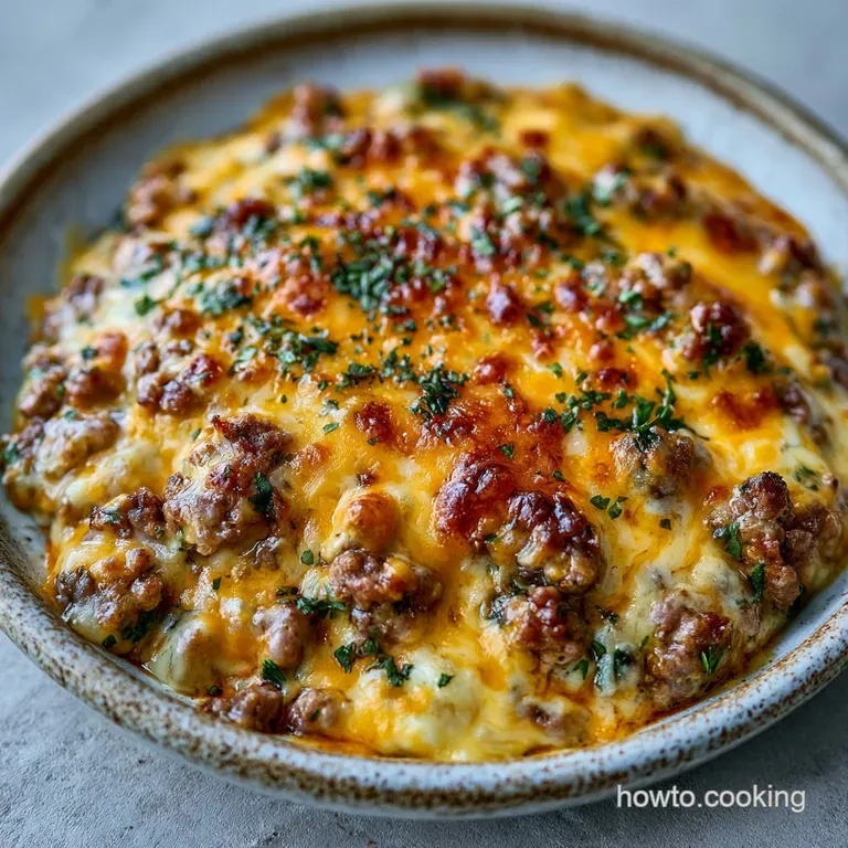 A rustic cast iron skillet of bubbly melted cheese surrounded by crispy golden tortilla chips on a wood board.