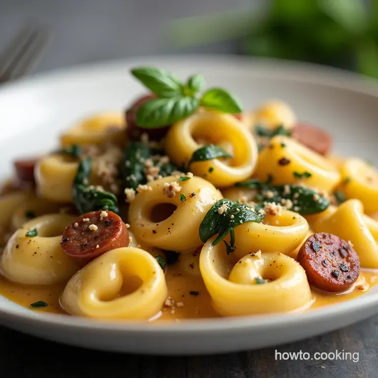 Set It and Forget It Ultimate Crockpot Creamy Sausage and Spinach Tortellini