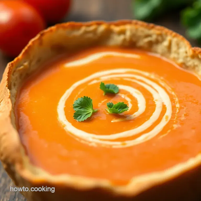 Creamy Tomato Soup in a Sourdough Bread Bowl