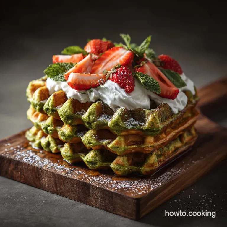 Emerald Isle Matcha Waffles Crisp Fluffy and Seriously Green presentation
