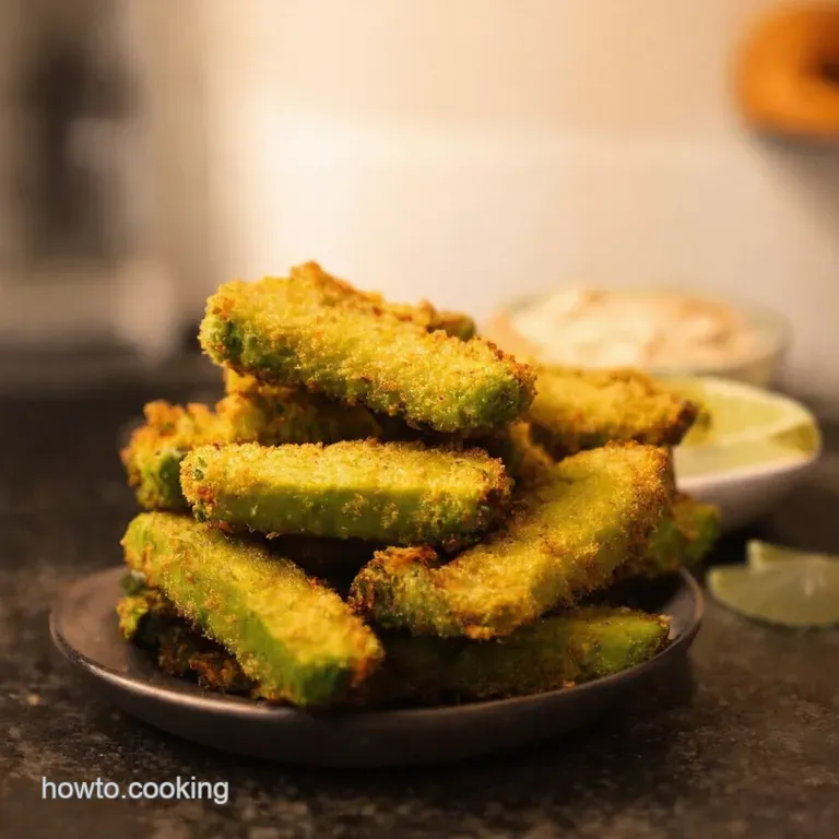 Crispy Avocado Fries with Chipotle Lime Dip presentation